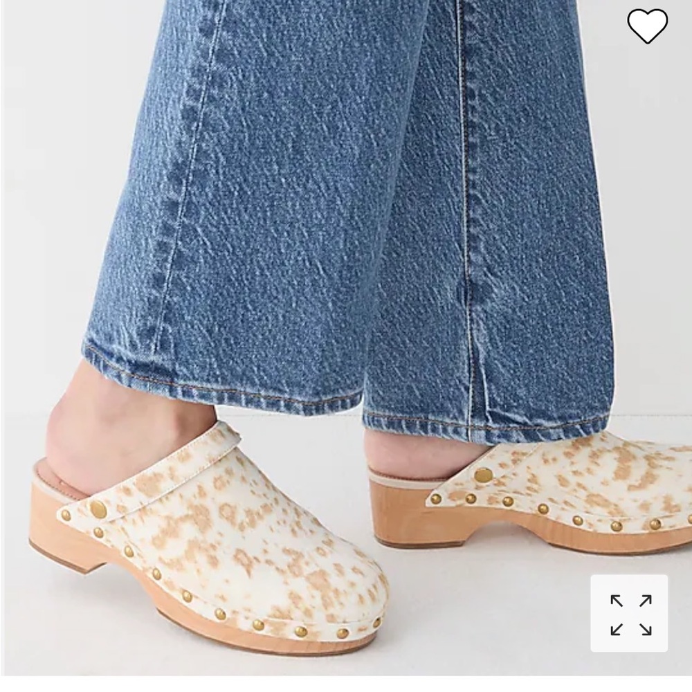 J. Crew Calf hair convertible-strap leather clogs